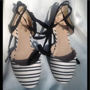 Mix No. 6 Otisa Lace up Ballet Flat Sz 8.5 blk/wht